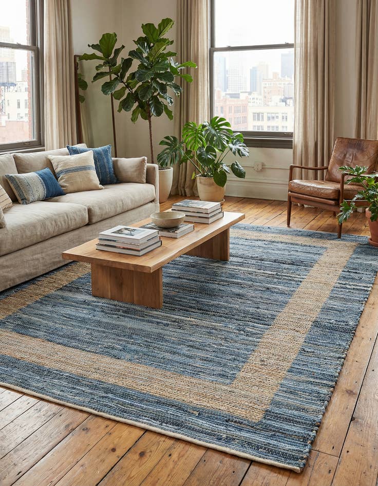 Detail image of 7' 1 x 10' Hand Woven Chindi Jute Rug