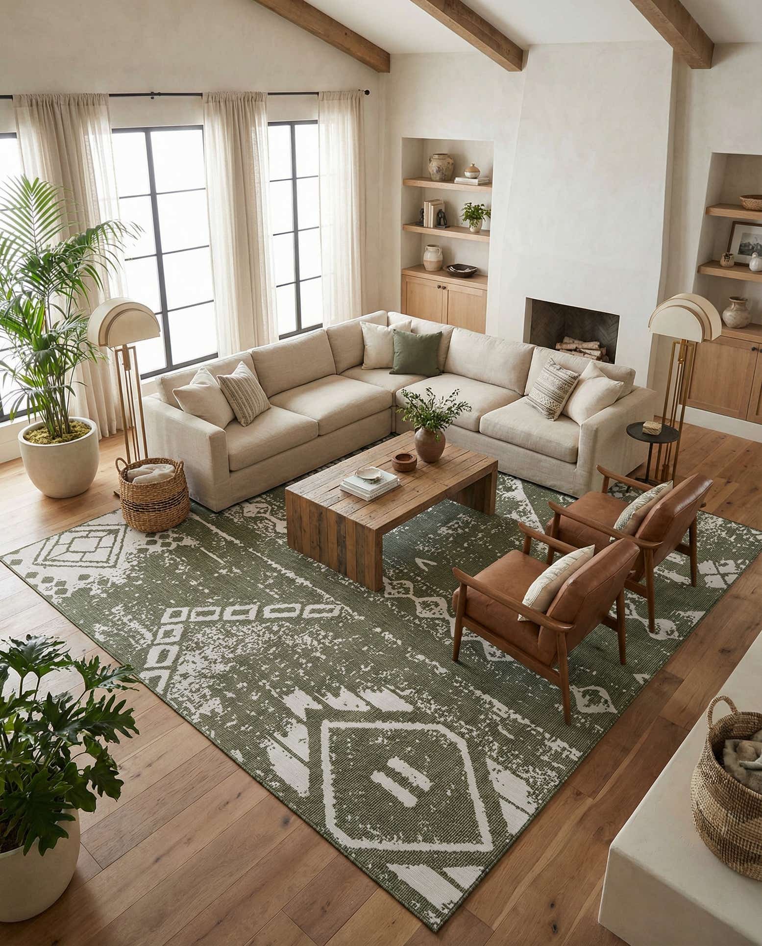 13' x 13' Easy-Clean Bohemian Indoor / Outdoor Square Rug