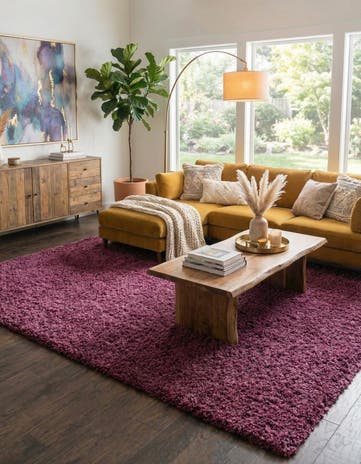 Eggplant Purple Solid Shag Rug