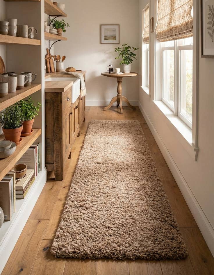 Detail image of 2' x 6' Solid Shag Runner Rug