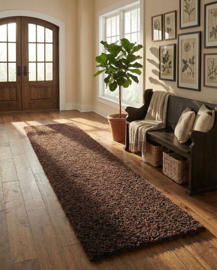 2' 7 x 14' Solid Shag Runner Rug
