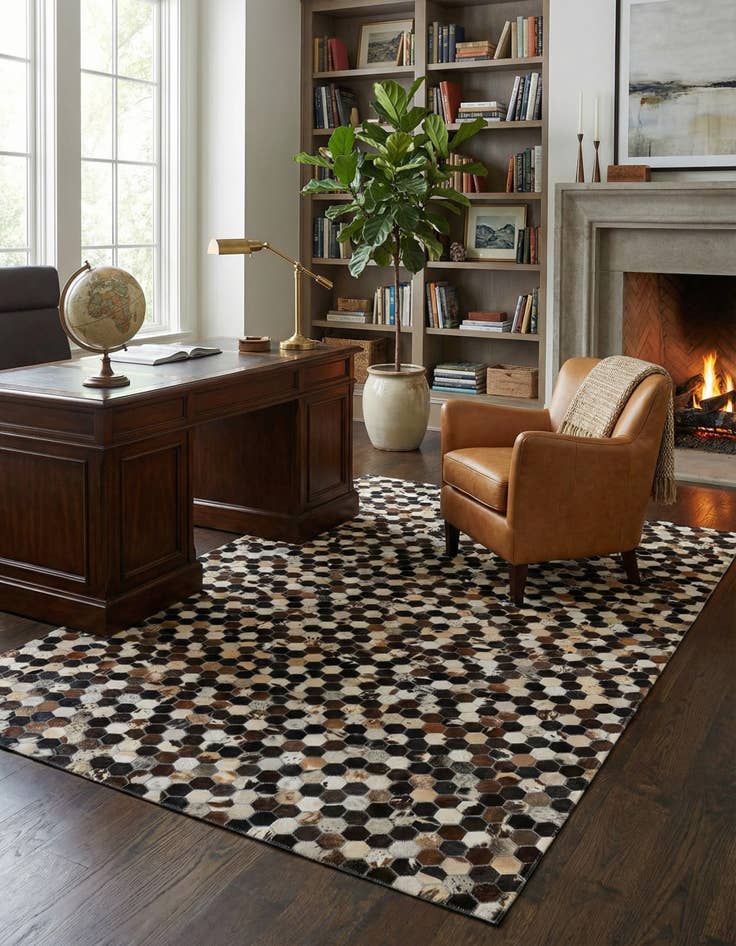 Detail image of 5' 1 x 8' Cowhide - Patchwork Rug