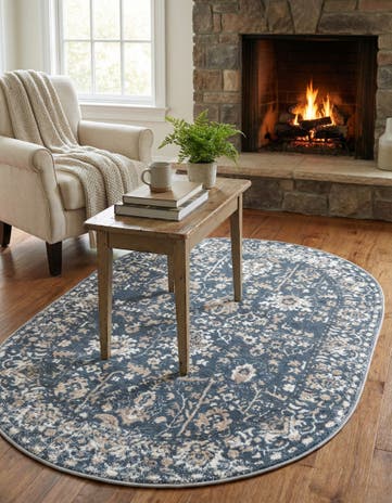 Blue Oregon Oval Rug