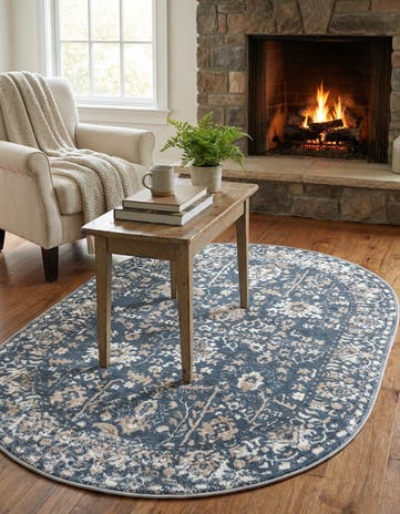 Blue Oregon Oval Rug