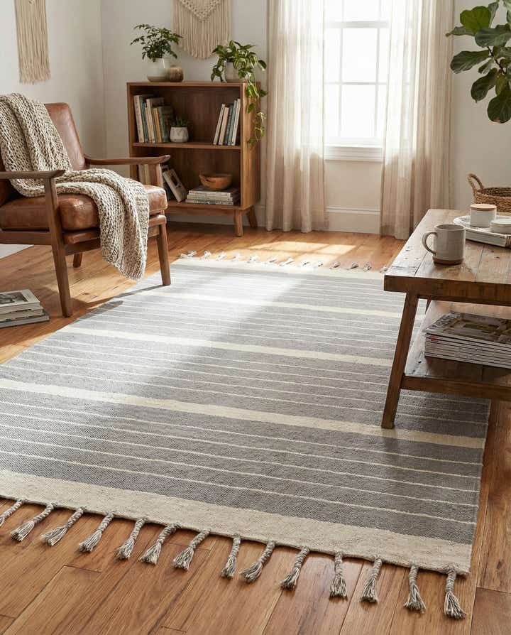 5' 1 x 8' Hand Woven Chindi Cotton Rug
