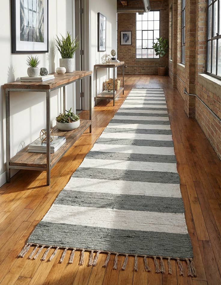 Detail image of 2' 6 x 16' 5 Hand Woven Chindi Rag Runner Rug