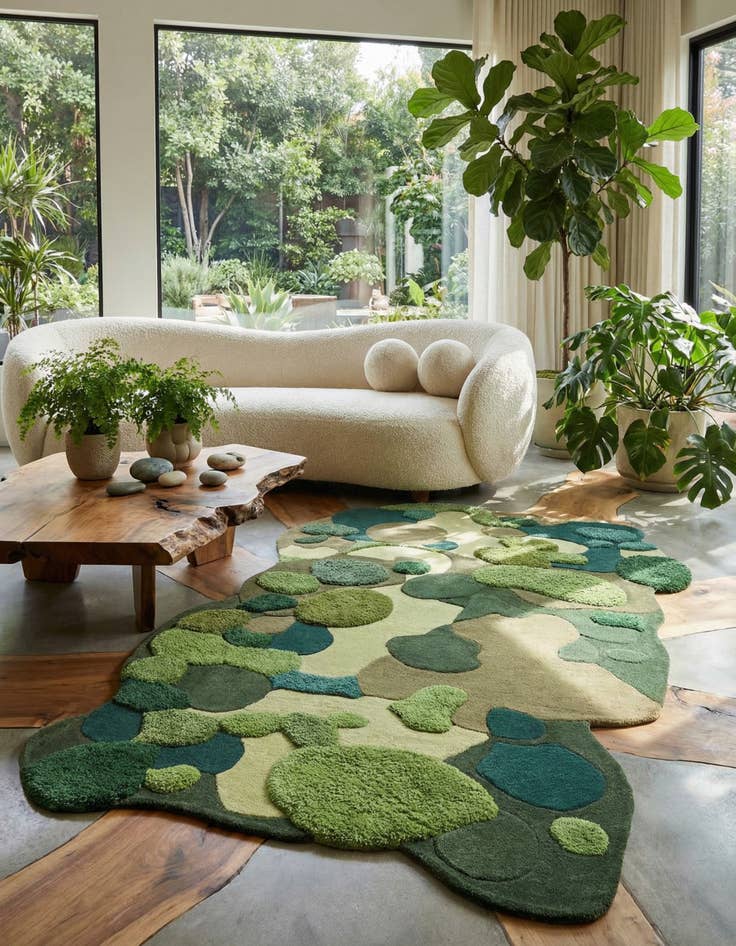 Detail image of 5' 1 x 7' 1 Moss Garden Freeform Rug