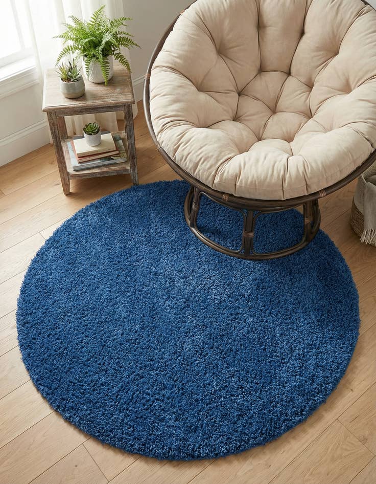 Detail image of  4' x 4' Solid Shag Round Rug