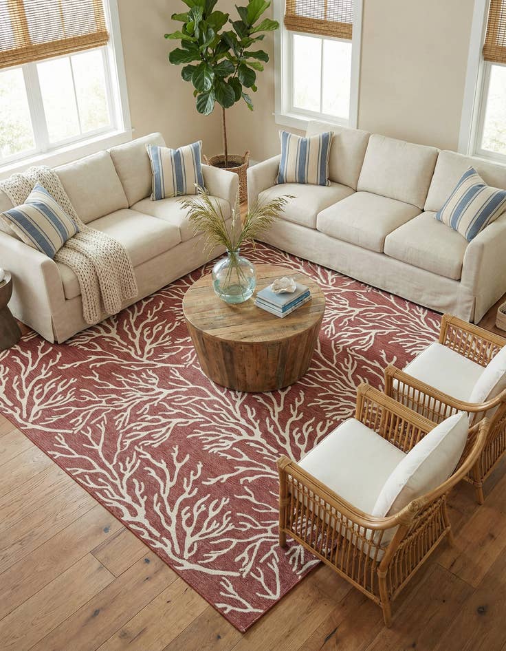 Detail image of 12' x 12'  Washable Coastal Indoor / Outdoor Square Rug