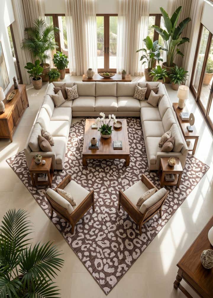 13' x 13' Easy-Clean Safari Indoor / Outdoor Square Rug