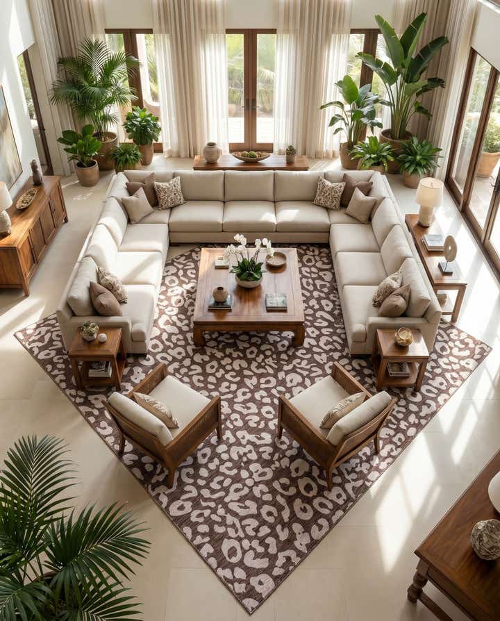 13' x 13' Easy-Clean Safari Indoor / Outdoor Square Rug