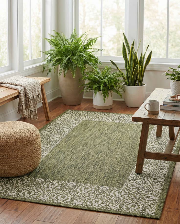 Detail image of 5' 3 x 8' Easy-Clean Border Indoor / Outdoor Rug
