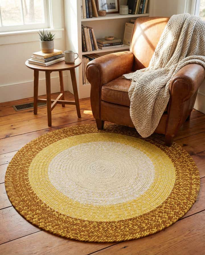 3' 1 x 3' 1 Handmade Hand Braided Wool Round Rug