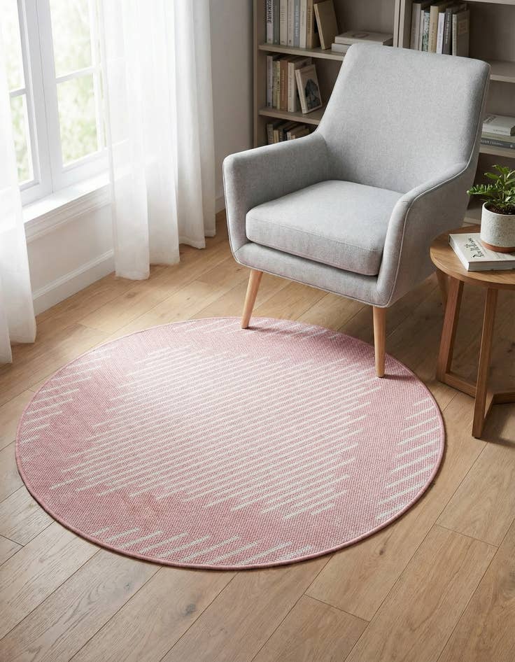 Detail image of 3' x 3' Washable Modern Indoor / Outdoor Round Rug