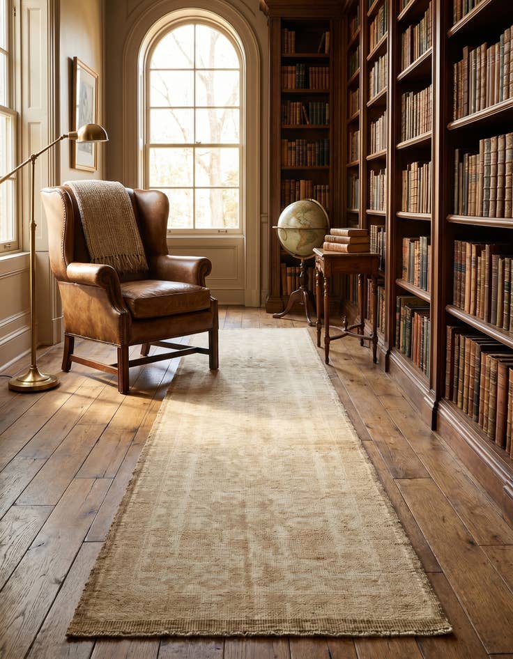 Detail image of 2' 8 x 10' 5 Hand Woven Oushak Wool Runner Rug