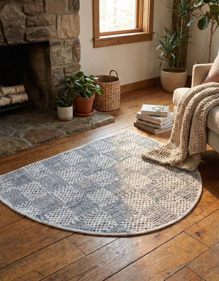 Detail image of 2' 2 x 3' 7  Hand Woven Chindi Cotton Hearth Rug