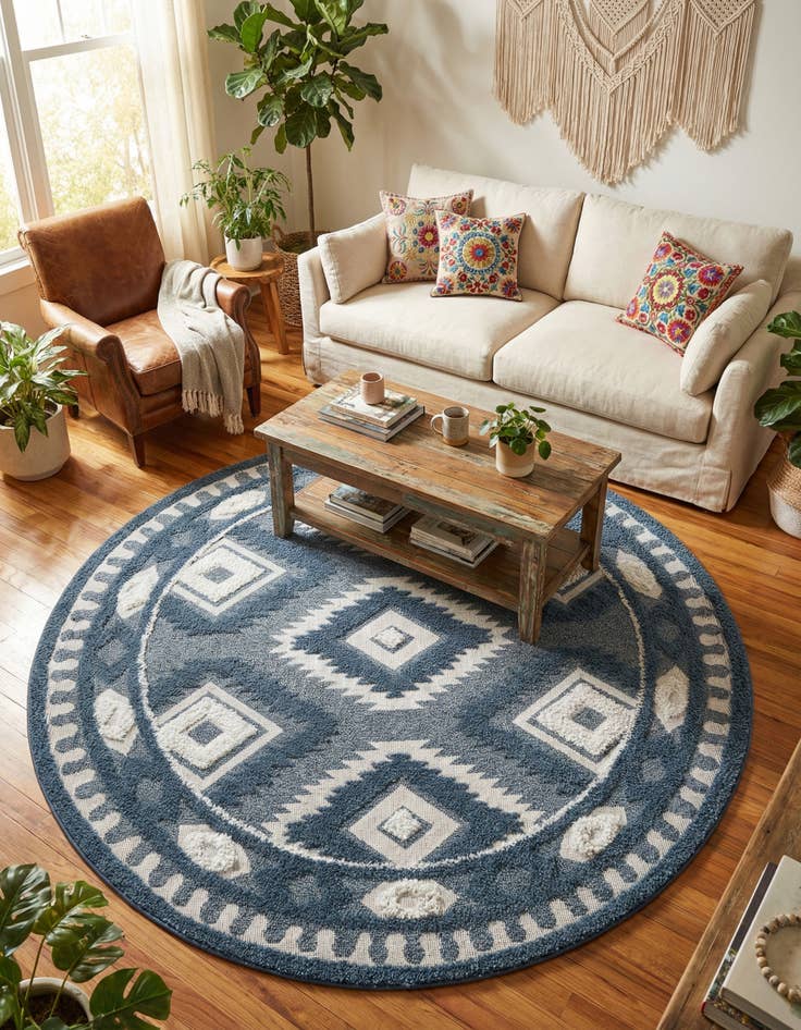 Detail image of 7' 10 x 7' 10 Boho Round Rug