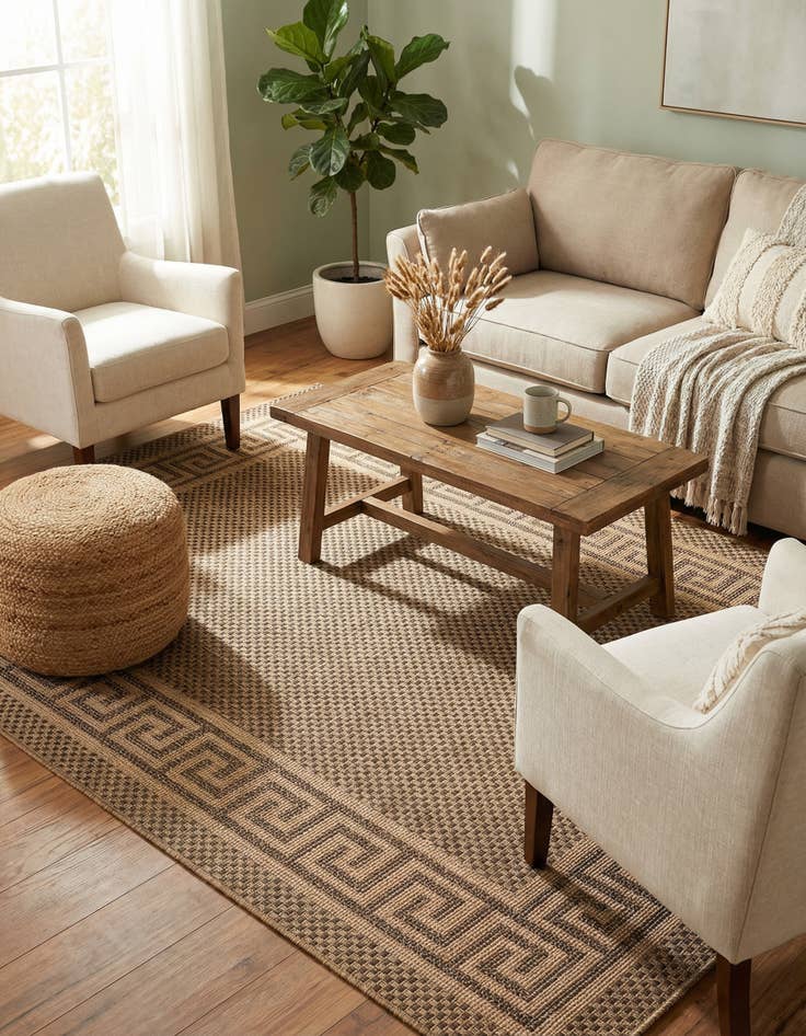 Detail image of 5' 3 x 8' Washable Border Indoor / Outdoor Rug