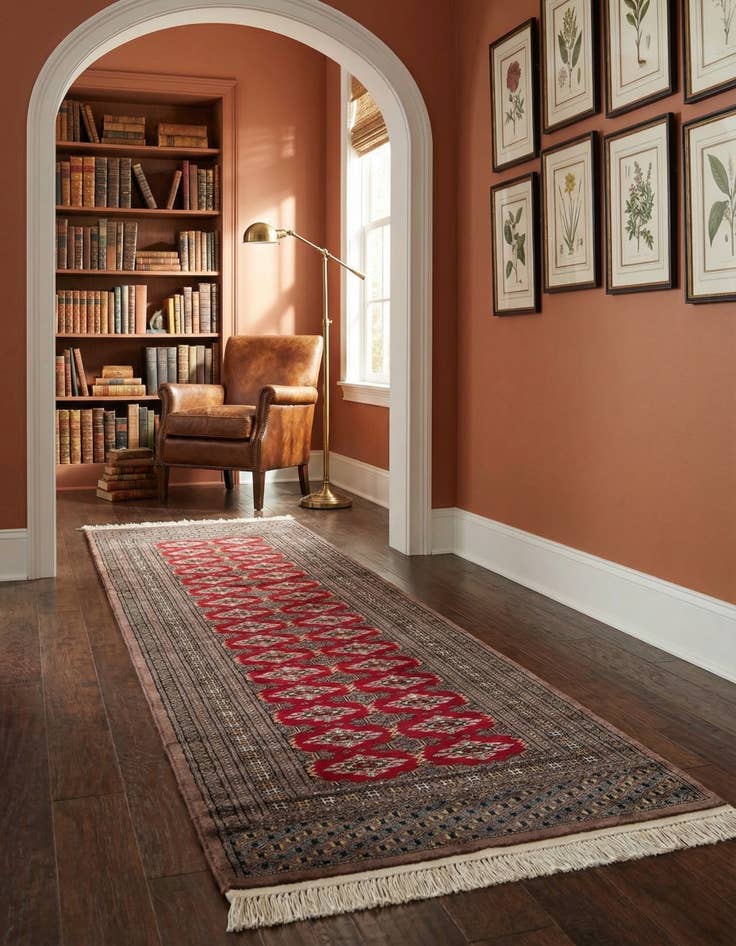 Detail image of 2' 7 x 7' 9 Hand Knotted Bokhara Oriental Wool Square Rug