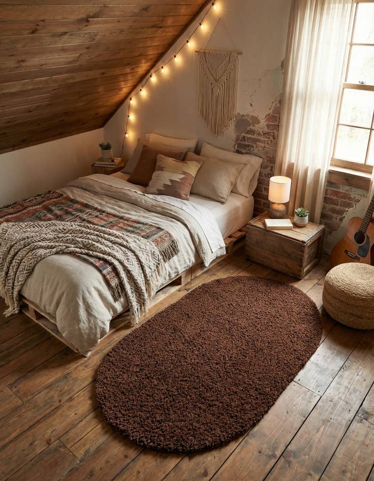 Detail image of 3' x 5' 3 Solid Shag Oval Rug