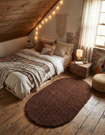3' x 5' 3 Solid Shag Oval Rug
