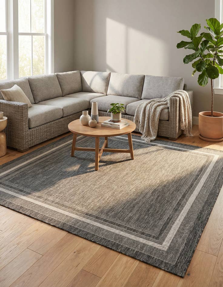 Detail image of 7' 10 x 7' 10 Washable Border Indoor / Outdoor Square Rug