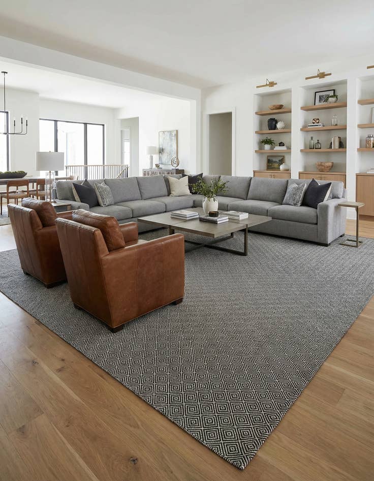 Detail image of 10' x 14' 1  Hand Woven Geo Trellis Flatweave Rug