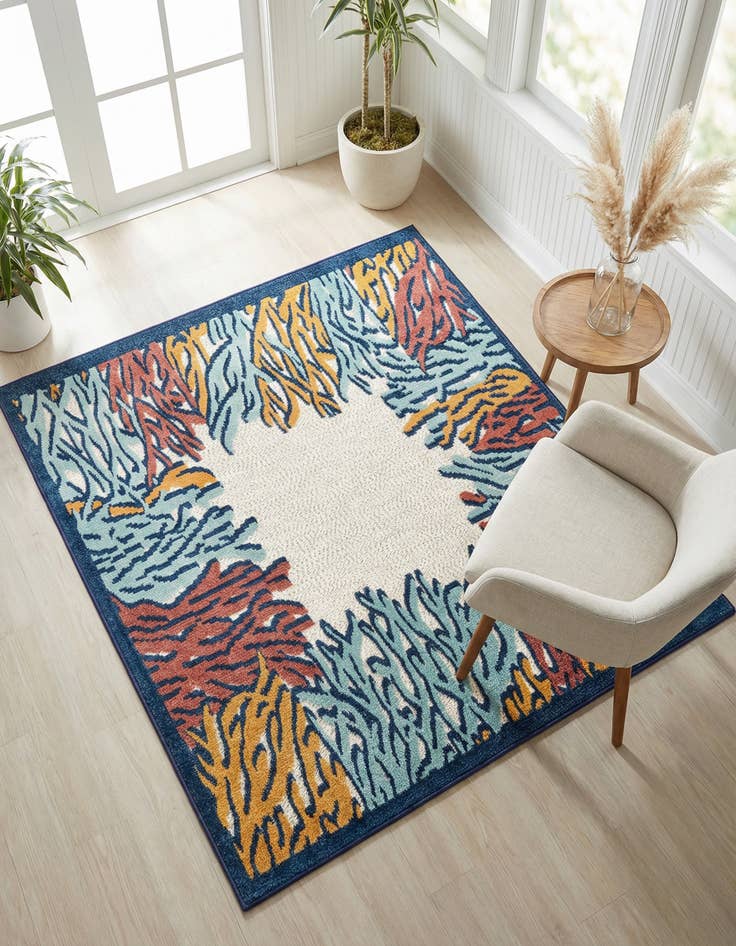 Detail image of 5' 3 x 5' 3  Washable Belize Indoor / Outdoor Square Rug