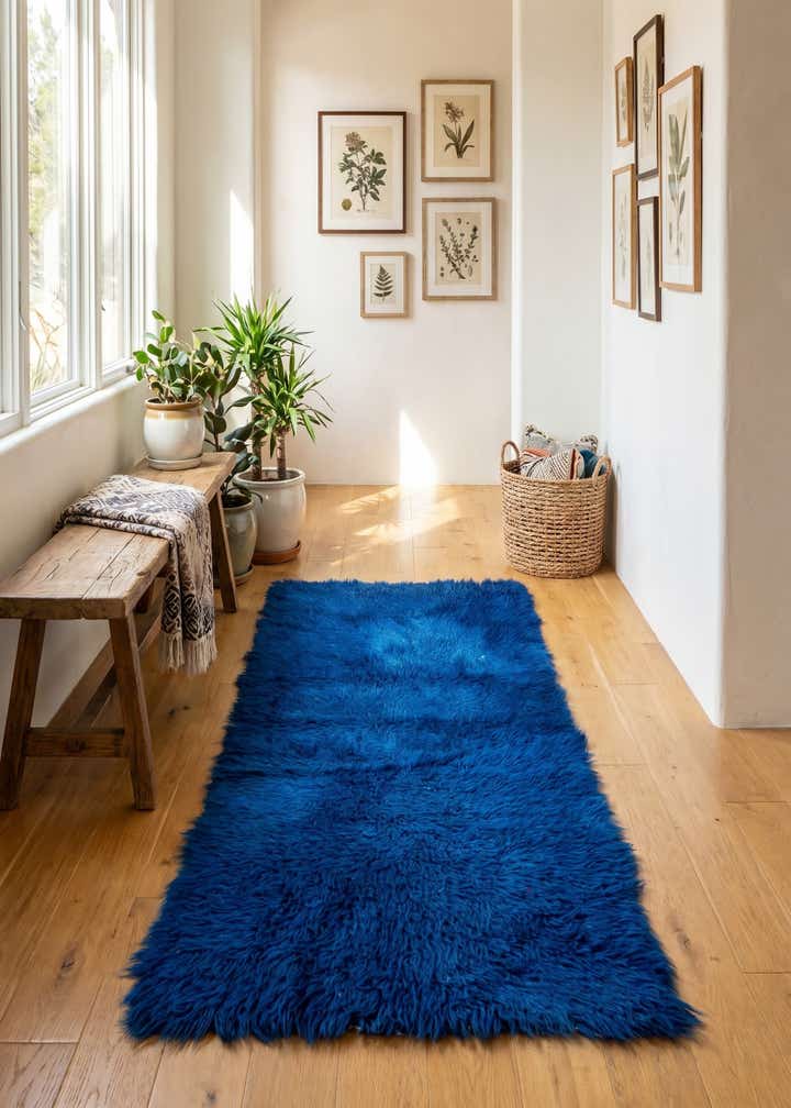2' 4 x 4' 8 Hand Knotted Moroccan Wool Runner Rug
