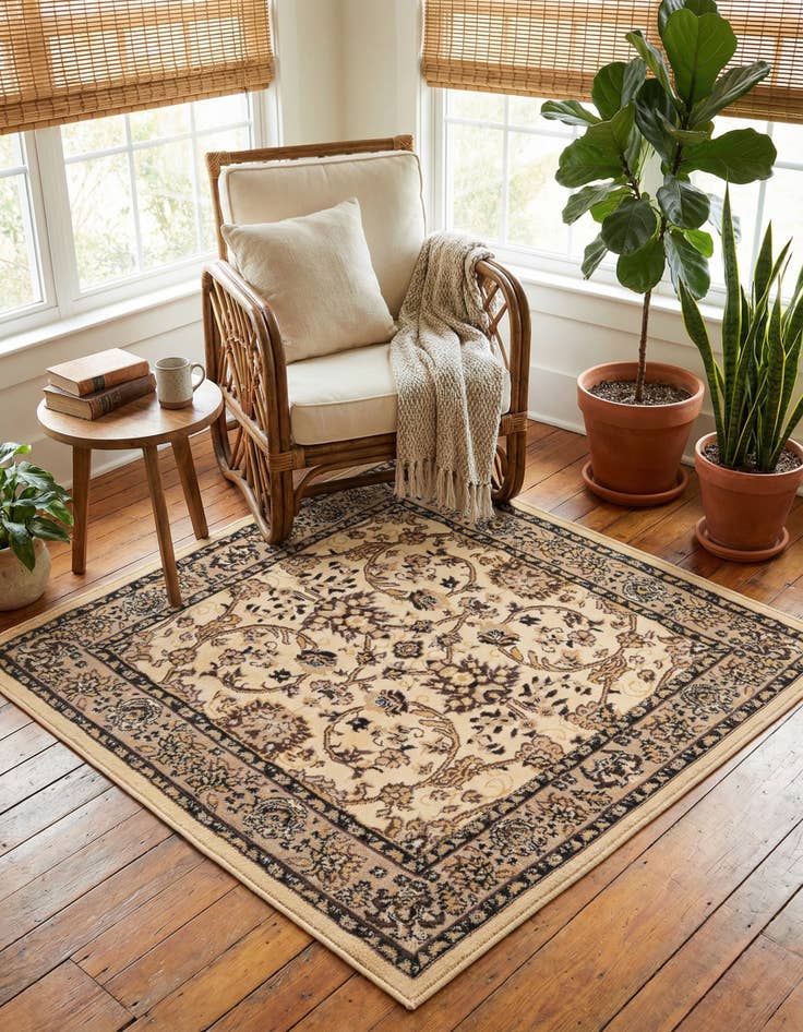 Detail image of 4' x 4' Kashan Design Square Rug