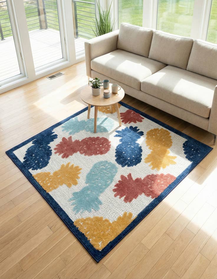 Detail image of 5' 3 x 5' 3  Washable Belize Indoor / Outdoor Square Rug