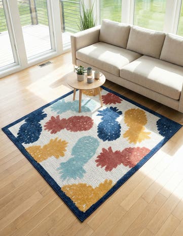 White Easy-Clean Belize Indoor / Outdoor Square Rug