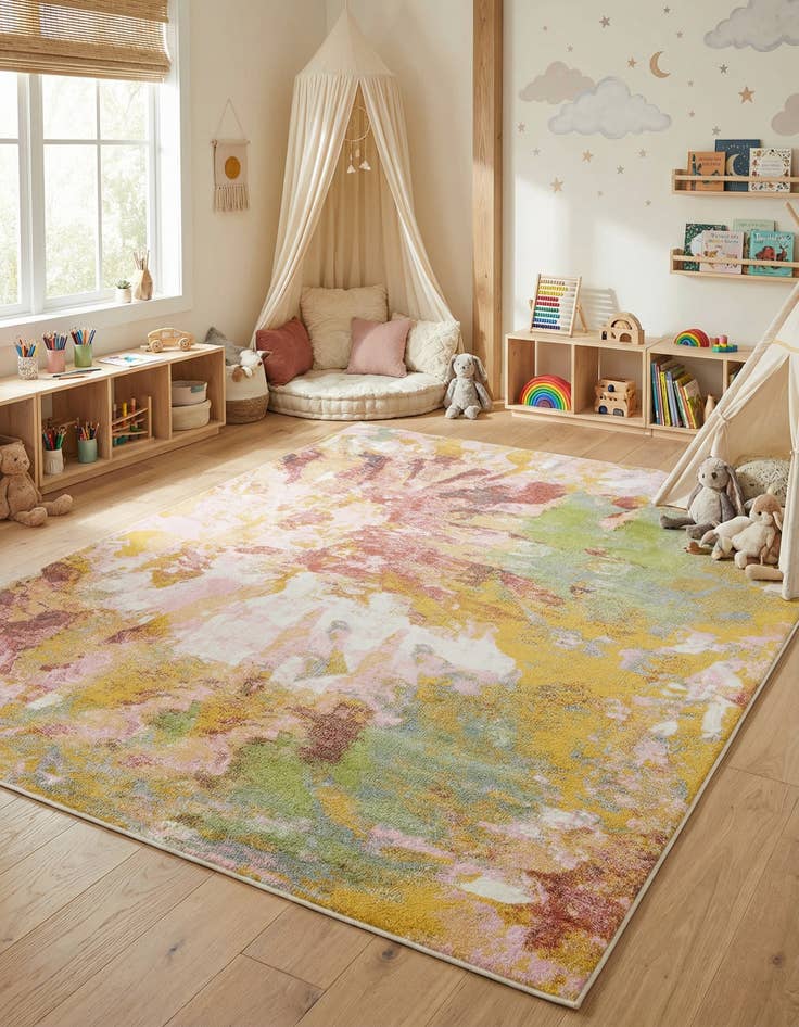 Detail image of 7' 10 x 10' Abstract Whimsy Kids Rug