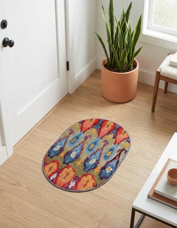 2' 2 x 3' Easy-Clean Modern Indoor / Outdoor Oval Rug