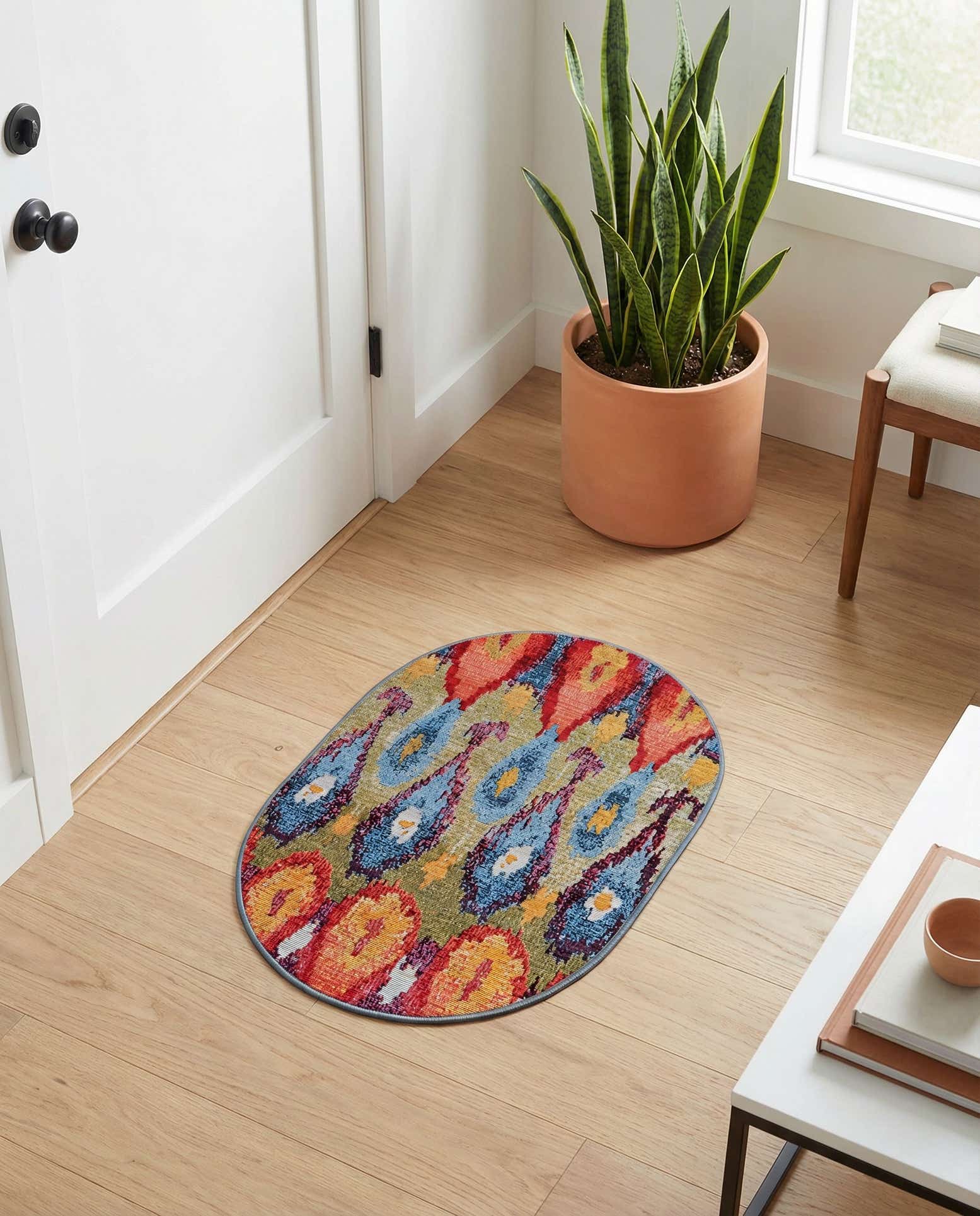 2' 2 x 3' Easy-Clean Modern Indoor / Outdoor Oval Rug