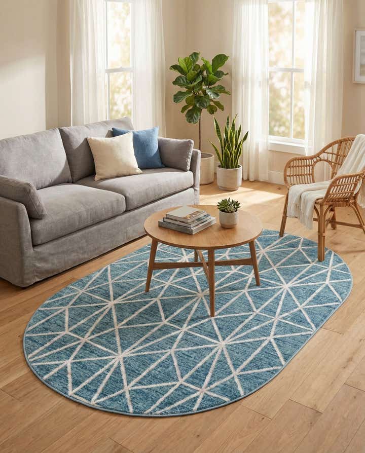 5' 3 x 8' Lattice Trellis Oval Rug
