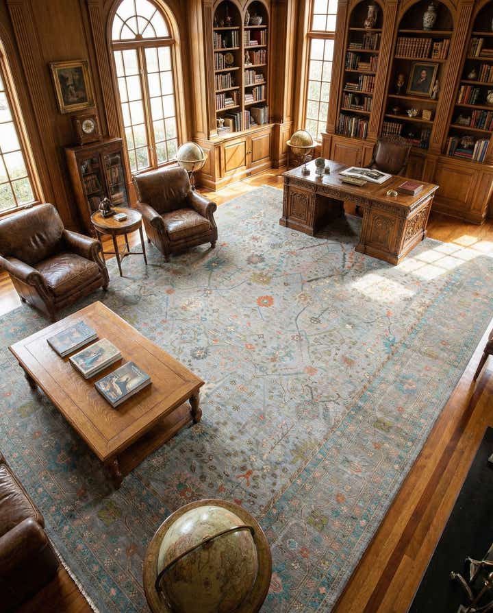 13' 2 x 17' 8 Hand Knotted Oushak Wool Rug