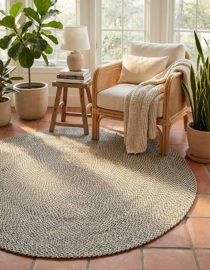Detail image of 7' 10 x 7' 10  Hand Tweed Braided Jute Round Rug