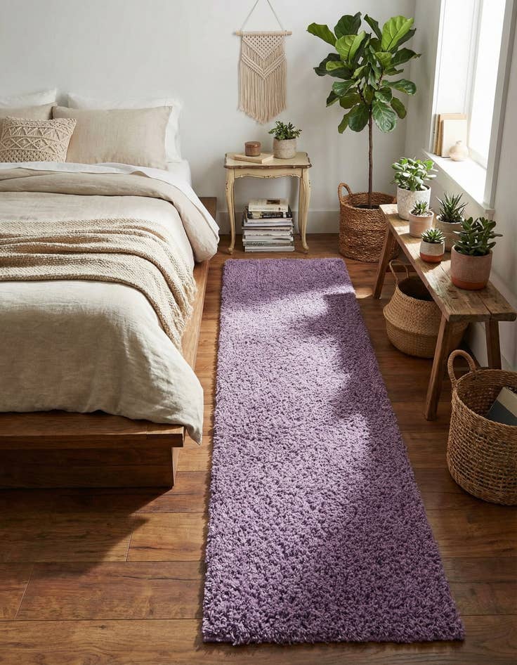 Detail image of 2' x 6' 5 Solid Shag Runner Rug