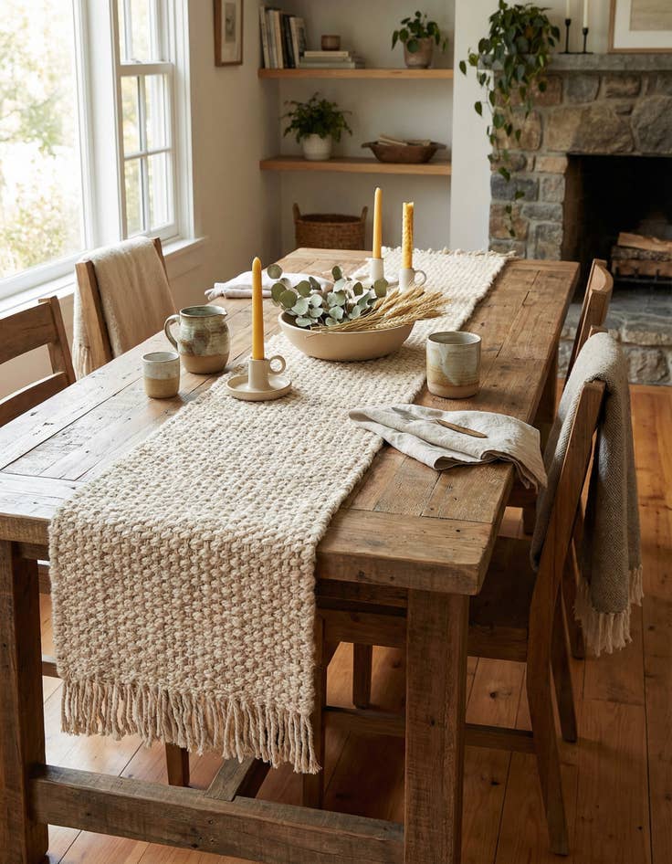Detail image of 1' 2 x 8' Hand Woven Chunky Jute Table Runner Rug