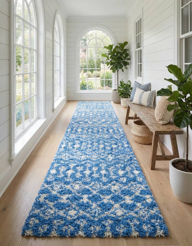 Detail image of 3' 3 x 16' 5 Moroccan Trellis Shag Runner Rug