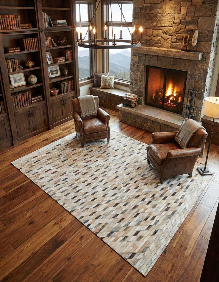 Detail image of 5' 1 x 7' 10 Cowhide Leather Rug