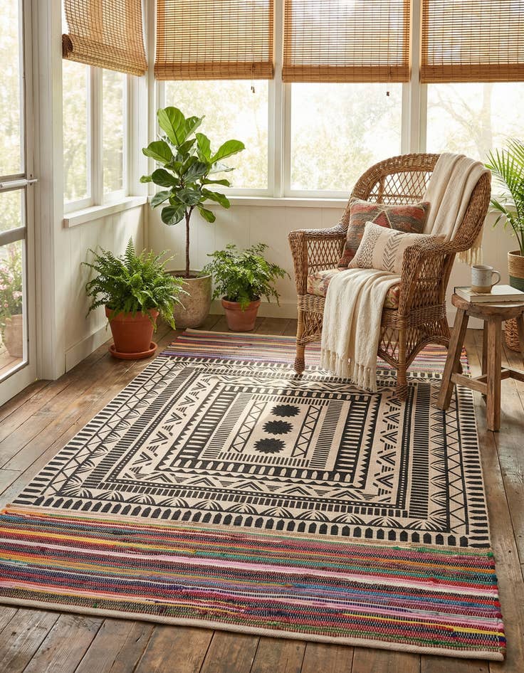 Detail image of 5' 1 x 8' Hand Braided Chindi Cotton Rug