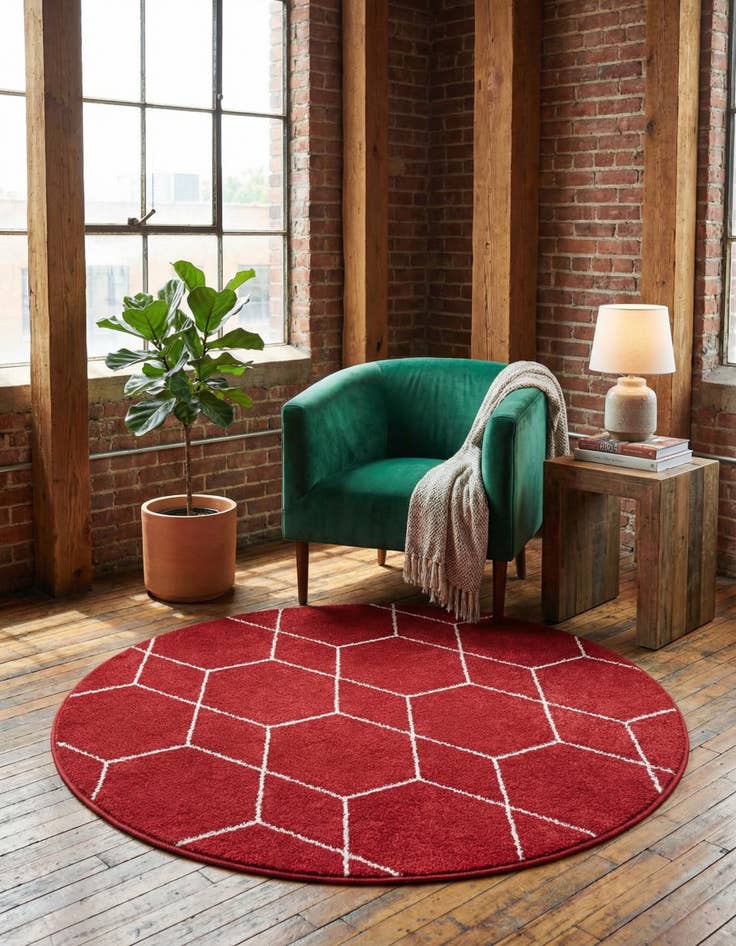 Detail image of  4' x 4' Lattice Frieze Round Rug
