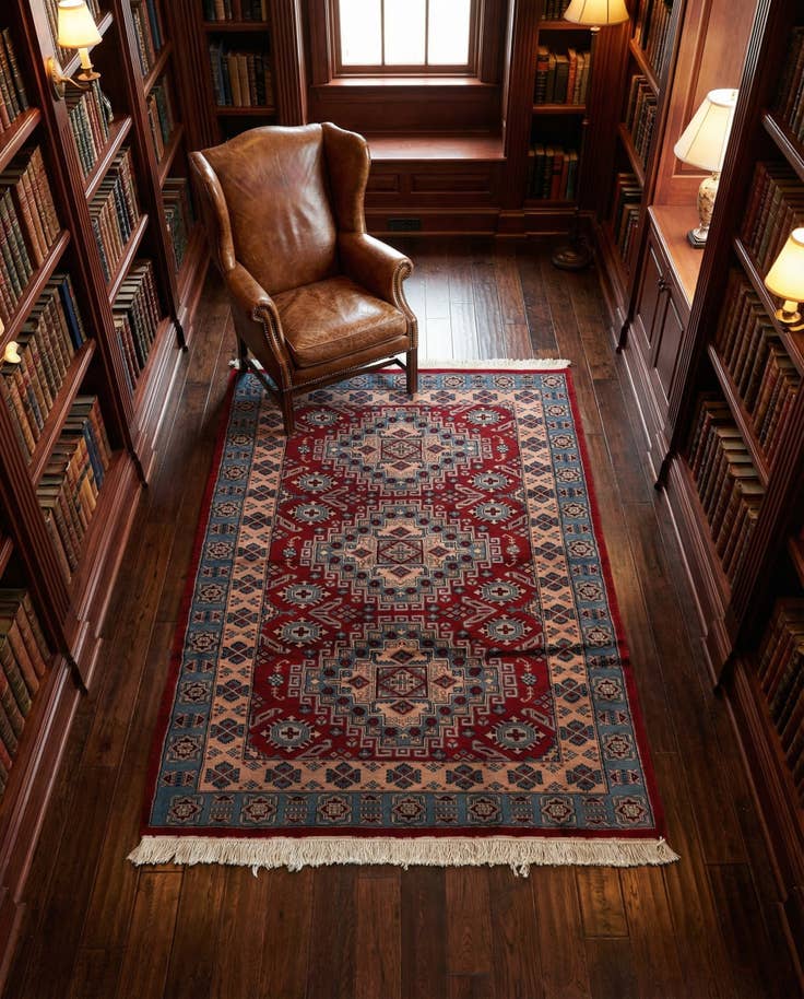 Detail image of 4' 1 x 5' 11 Hand Knotted Kazak Oriental Wool Rug