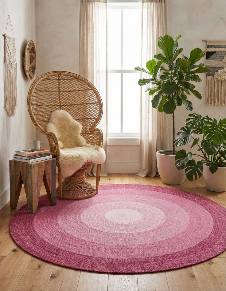 Detail image of 7' 10 x 7' 10 Handmade Hand Braided Wool Round Rug