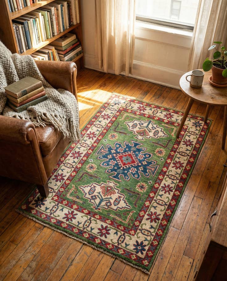 Detail image of 2' 8 x 4' 3 Hand Knotted Kazak Rug
