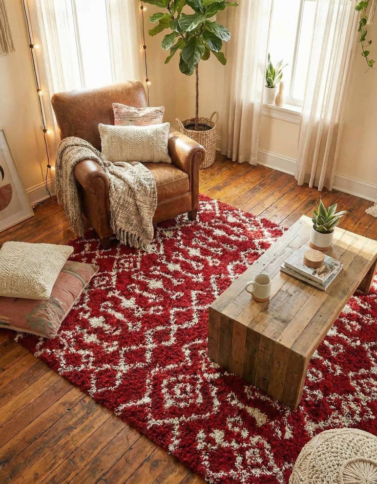 Detail image of 4' x 6' Moroccan Trellis Shag Rug