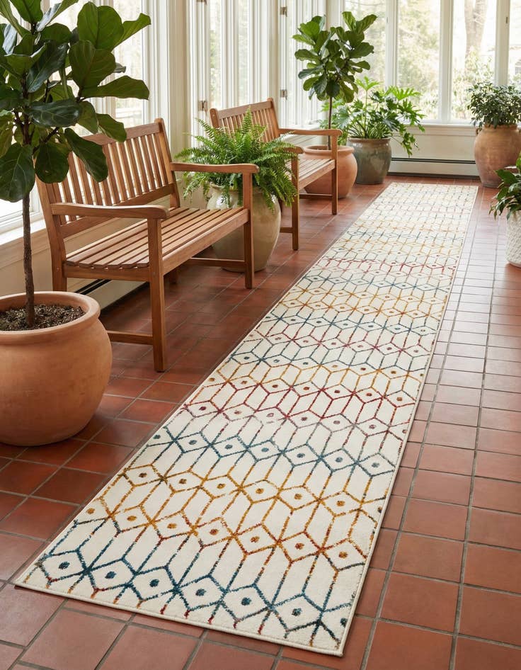 Detail image of 2' 7 x 16' 5 Lattice Trellis Runner Rug