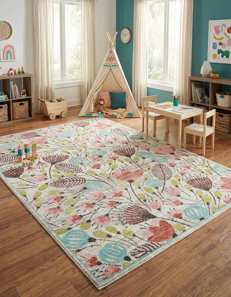 Detail image of 9' x 12' Flowers Whimsy Kids Rug